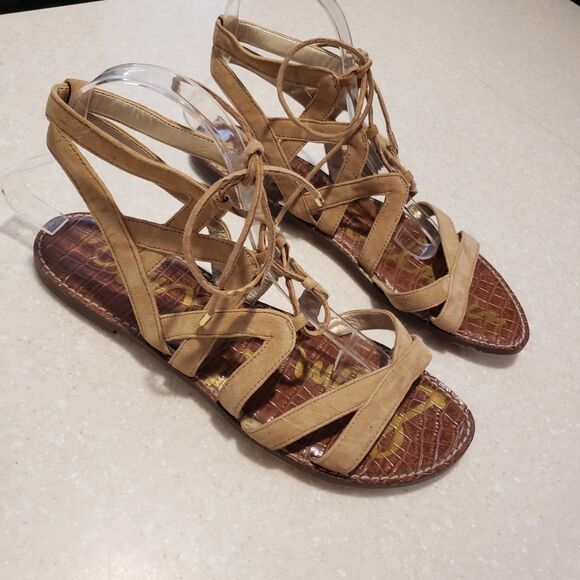 Sam Edelman Womens Tan Suede Gemma Gladiator Lace Up Sandals 9M - Picture 1 of 5